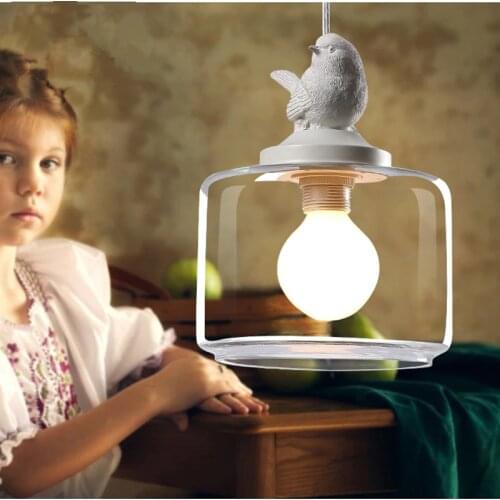 Single glass bird Pendant Lamp;Nordic Creative Restaurant Pendant Light For Bar Counter Light Dining Room Restaurant Cafe Hangin