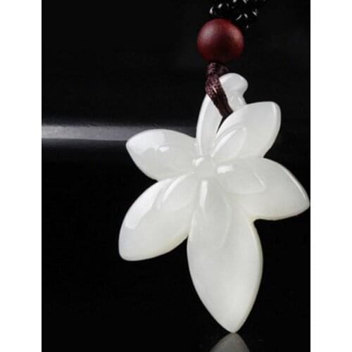 Hetian white jade sunflower pendant to the sun flower jade pearl female sunset jade pendant2659