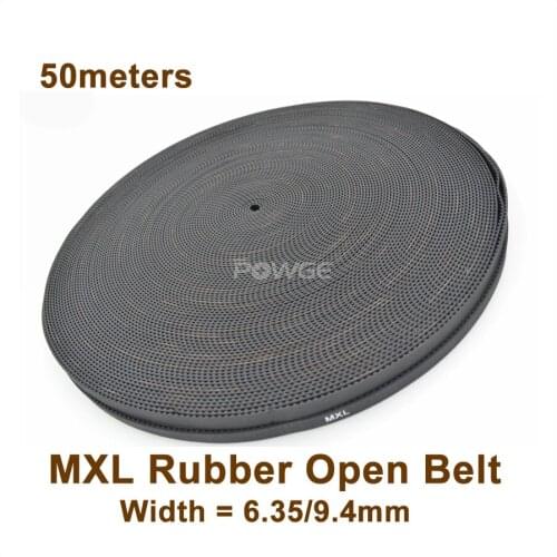 POWGE 50meters MXL Open Timing Belt Width 6.35/9.4mm MXL 025" 037" Rubber Synchronous Belt Fit MXL Timig Pulley MXL-037