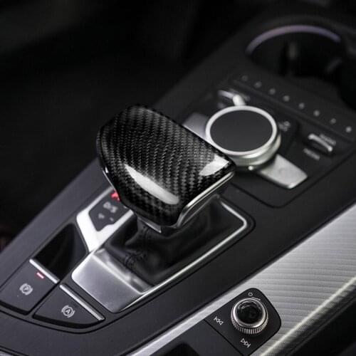 LHD Real Carbon Fiber For AUDI A4 S4 RS4 B9 A5 S5 RS5 Q5 Q7 2016 2017 2018 2019 AT Car Styling Gear Shift Knob Head Cover Trim