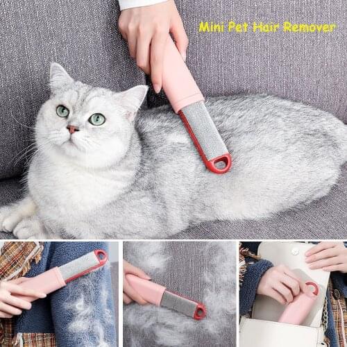 Pet Dog Cat Hair Removal Brush Mini Ouble-sided Electrostati Dust Cleaner Brush Reusable Self-cleaning Static Cat Grooming Brush