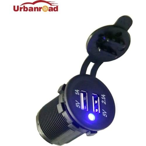 Urbanroad Blue 12v Motorcycle USB Charger Cigarette Lighter Socket Boat Car Motorcycle USB Outlet Lighter Socket Charger scooter