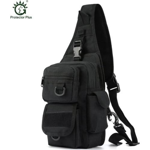 Protector Plus Tactical Sling Bag Pack with Pistol Holster, Military Shoulder Bag Satchel, Range Bag Daypack Backpack