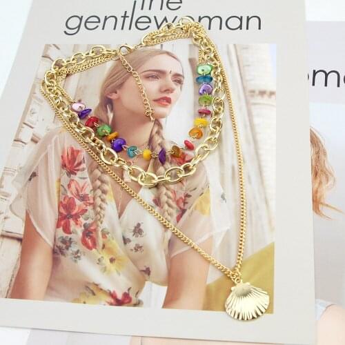 TOUCHEART Gold Seashell Layered Necklace&Pendants For Women DIY Rainbow Choker Necklace Charm Chakra Jewelry Necklaces SNE190079