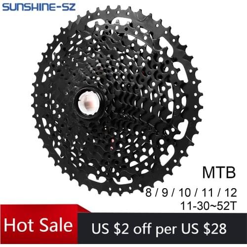 SUNSHINE MTB Bicycle Cassette 8 9 10 11 12 Speed Velocidade Bike Freewheel Durable Bicycle Sprocket 30-52T for Shimano/SRAM
