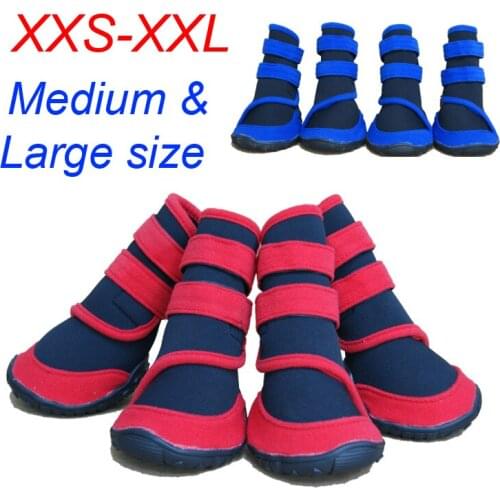 High Quality Shoes for Dogs Fashion Rain Boots Waterproof Cloth for Large Dog (size XXS XS S M L XL XXL) Red Blue 4pcs/set