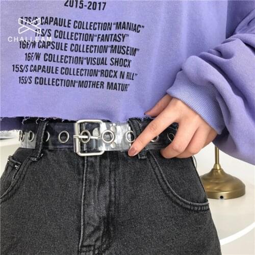 Women Clear Full Grommet Belt Female Disigner Punk Rivet Pin Buckle Waist Resin Plastic PVC Trouser Jeans Transparent Belts 261