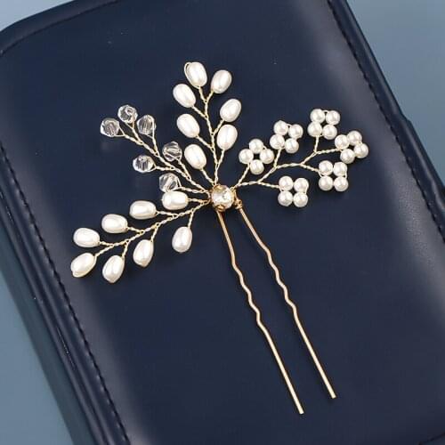 Handmade Gold Hair Jewelry Pearls Rhinestone Hairpins Clips Sticks Crystal Bridal Headbands Wedding Party Women Hair Accessories