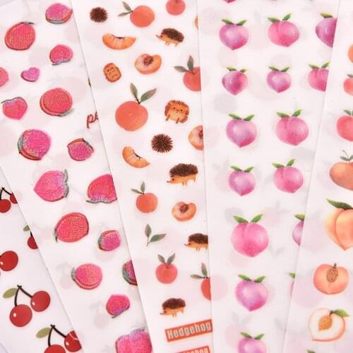 1 Pcs Spring And Summer Cute Adhesive Waterproof Nail Stickers Cherry Peach Fruit Design DIY Nail Decals Nail Art Decorations
