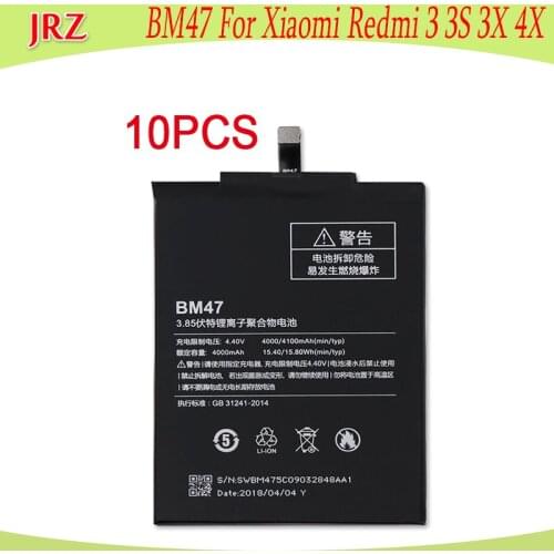 10PCS/LOT BM47 For Xiaomi Redmi 3 Battery Redrice Hongmi 3S 3X Bateria Accumulator AKKU 4000mAh