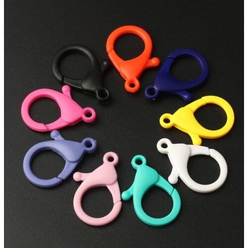 10pcs/lot Candy Color Plastic Lobster Clasp Hooks End Clasps Connectors for Necklace&Bracelet Key Chain DIY Jewelry Findings