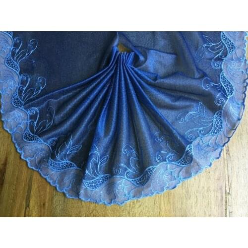 2Meters/lot Noble luxury dark blue mesh embroidery lace childrens toys doll / skirt clothing accessories 22cm wide SC685