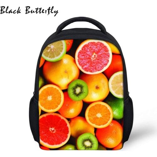 2020 Backpack Kids School Bags Fruit Pattern Student- Bags Children Orange Book Bag Kindergarten Bag Nursery Bag 3-8 Years Old