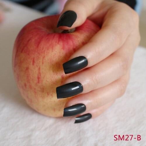 2018 24pcs Hot sell fashion Long section Square head candy false nails decoration black M B