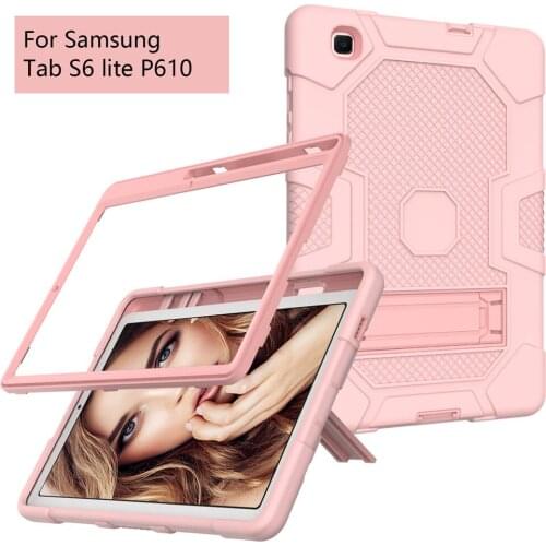 3 Layers Protection Silicone Case For Samsung Galaxy Tab S6 Lite P610 P615 2020 Kickstand Heavy Duty Shockproof Tablet Cover