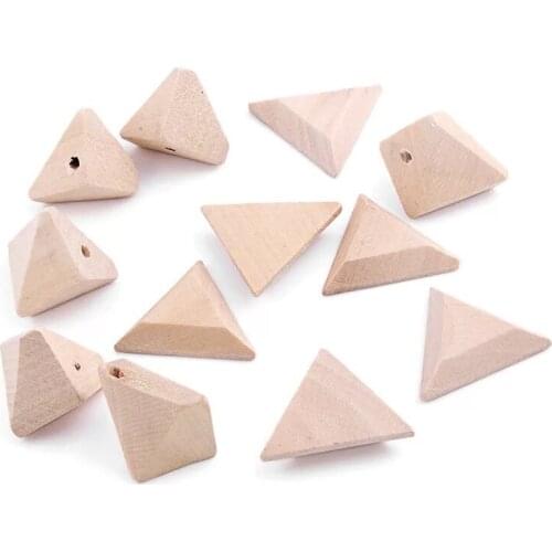 31mm triangular wooden nature beads 50pcs
