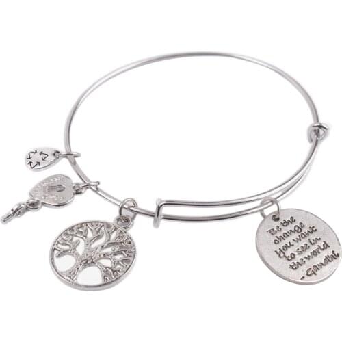 5PCS New Expandable Wire Be the change you want to see in the world Bracelet #92111