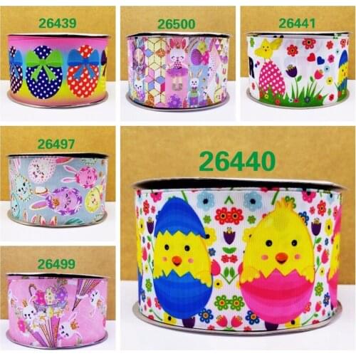 Free shipping 50 yard per size Easter day ribbon printed grosgrain ribbon 26500