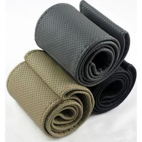 DIY Faux Leather Car Auto Steering Wheel Cover Protector with Needle Thread Kit Car Internal Accessories