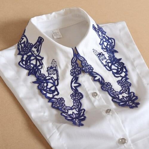 Flower Embroidery Fake Collar for Women 2021 Shirt Detachable Collar Ladies Lace False Collar Female Sweater Decorative