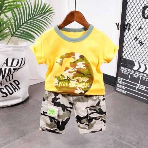 2020 Summer Baby Children Camouflage Shorts Suit T-shirt Shorts Boys clothes Kids Yellow Printing Clothes for 2-7-9