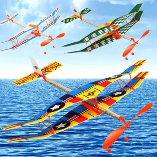Diy Mounted Helicopter Template Delta Wing Aircraft Power Elastic Children Enigma Aircraft Toys Model Sewing