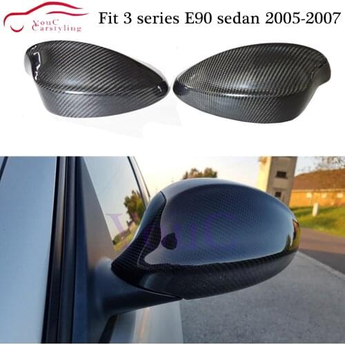 E90 Carbon Fiber Mirror Cover Replacement Rear View Mirror Caps for BMW 3 Series E90 E91 2005 2006 2007 320i 325i 330i