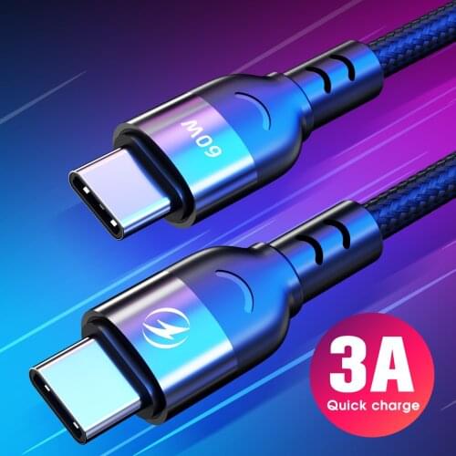 60W USB C To USB Type C Cable USBC PD Fast Charger Cord 3A Type-c Cable For Xiaomi POCO Samsung Macbook iPad