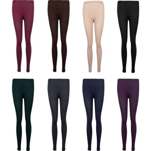 Women Fleece Lined High Waist Causal Winter Warm Slim Tights Pants
