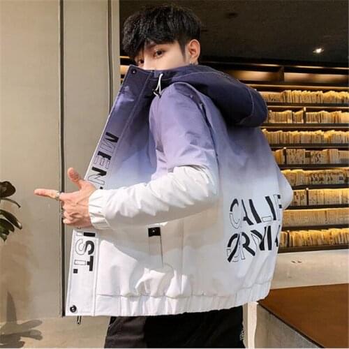 2019 Hot Men Oversize Gradation Color Classic Bomber Jackets Winter Thicken Parka Men Outdoor Outwear Jackets