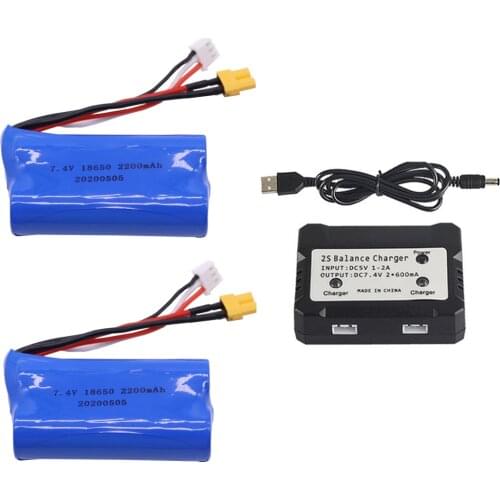 Li-ion Battery and Balance Charger For Huina 580550 583 582 RC Cars Drone spare parts 18650 7.4V 2200mah XT30 Plug toys Battery