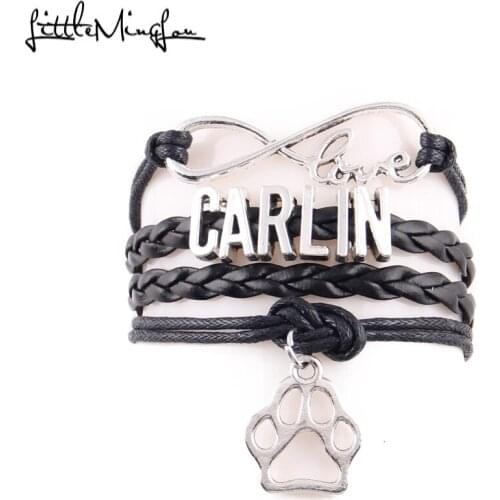 Little MingLou Infinity love Carlin Bracelet pet dog paw Charm leather wrap men bracelets & bangles for Women jewelry