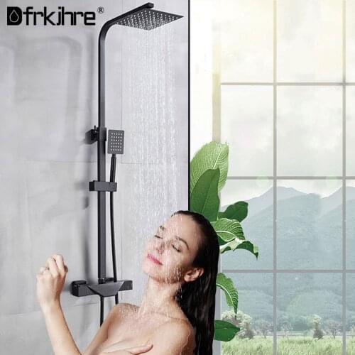 Bathroom Rainfall Shower Faucet Set Chrome Black Single Handle Mixer Tap With Hand Sprayer Wall Mounted Bath Shower Sets