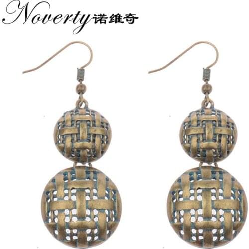 New Fashion 1 Pair 59mm Retro Zinc Alloy Gourd Shape Round Knitted Earrings for Womens Fashion Jewelry Gifts Date and Party