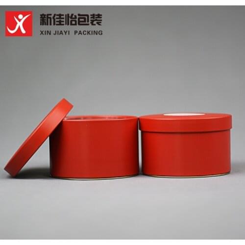 Xin Jia Yi Packing Round Cookies Tin Spice Tin With Window Custom Print Tea Tin Small Empty Aluminum Candy Tins