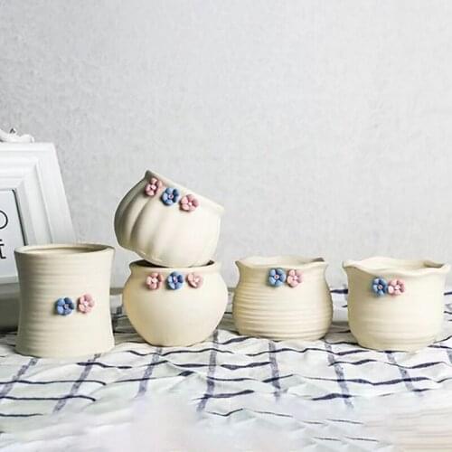 Creative Ceramics Flowerpot Succulents Planter Planting Container Decorative Pot Office Desktop Indoor Home Furnishing Ornament