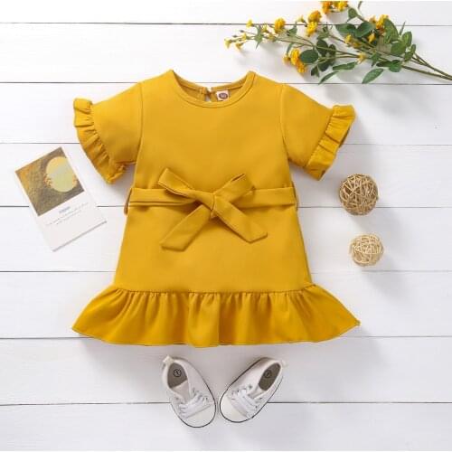 Girls Dress 2021 New Summer Bow Princess Dress Baby Girl Casual Princess Dresses Childrens Clothing Toddler Girl Clothing