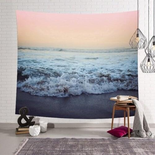 Beach sea wave landscape drape bedroom decoration tapestry home furnishing fabric background wall cloth
