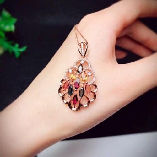 Colorful shinning candy tourmaline gemstone pendant for necklace fashion noble character beauty first choice party banquet gift