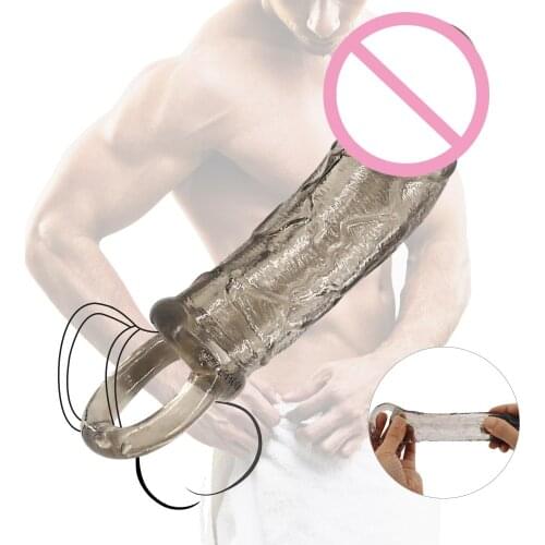 Crystal Clear Condoms Sex Toys For Men Vagina Stimulator Delay Ejaculation Silicone Enlarger Penis Sleeve