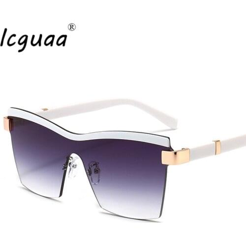 Fashion Oversized Sunglasses Eyebrow Brand Designer Eye Glasses Rimless One-piece For Outdoor Gafas Oculos Sunglasses