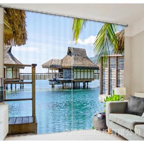 Stilted buildin Luxury Blackout 3D Window Curtains For Living Room Bedroom Customized size Drapes Cortinas Rideaux Cushion cover