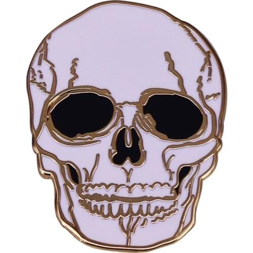 Gorgeous Gold Skull Pin Anatomical Brain Brooch Horror Art Memento