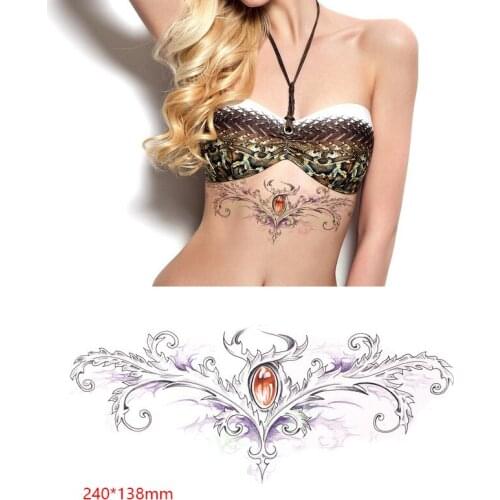Waterproof Temporary Tattoo Sticker Ruby feather butterfly shape waist on back tatto breast flash tatoo fake tattoos for women