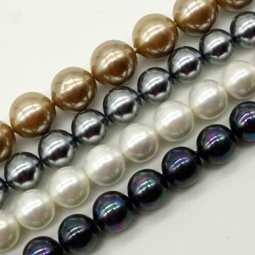 Shell Pearl Beads Round Fashion Beads for jewelry making 4 6 8 10mm Necklace Bracelet Accessoires