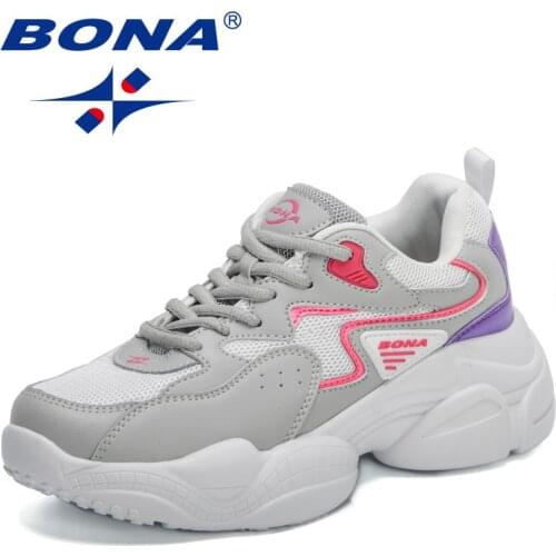 BONA 2021 New Designers Trendy Chunky Sneakers Women Thick Bottom Platform Vulcanize Shoes Ladies Fashion Casual Footwear Woman