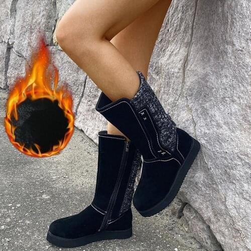 Women Winter Snow Boots Best Quality And Gift For Boots Winter Autumn Girls Flat Heel Boot Fashion Knitting Patchwork Shoes