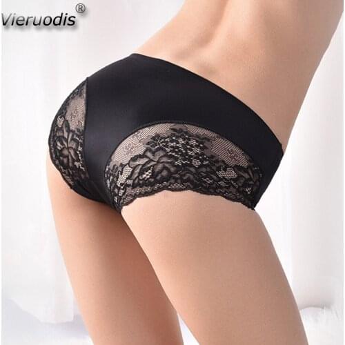 Female Lace Underwear Sexy Panties for Women with Mid-rise Waist Nylon Ice Silk Briefs Solid Color for Girls VIERUODIS Hot Sale