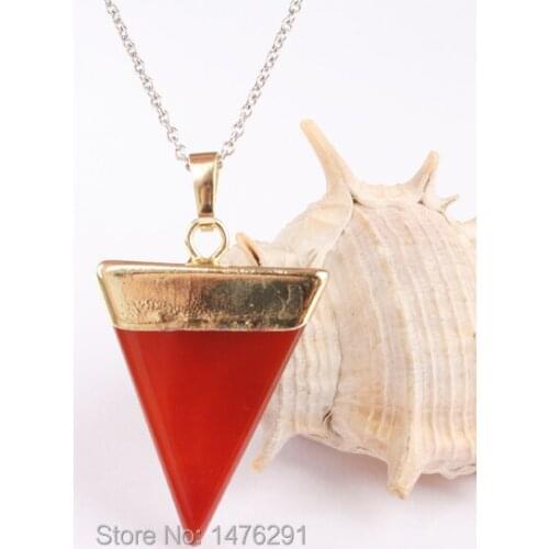 Fashion Jewelry Stone Pendant Carnelian Triangle Point Pendant 1PCS