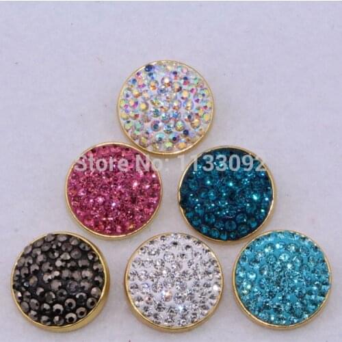 20pcs/lot Mix 5colors high quality gold 20mm snap metal diy snap clay rhinestone snap charm button jewelry for women